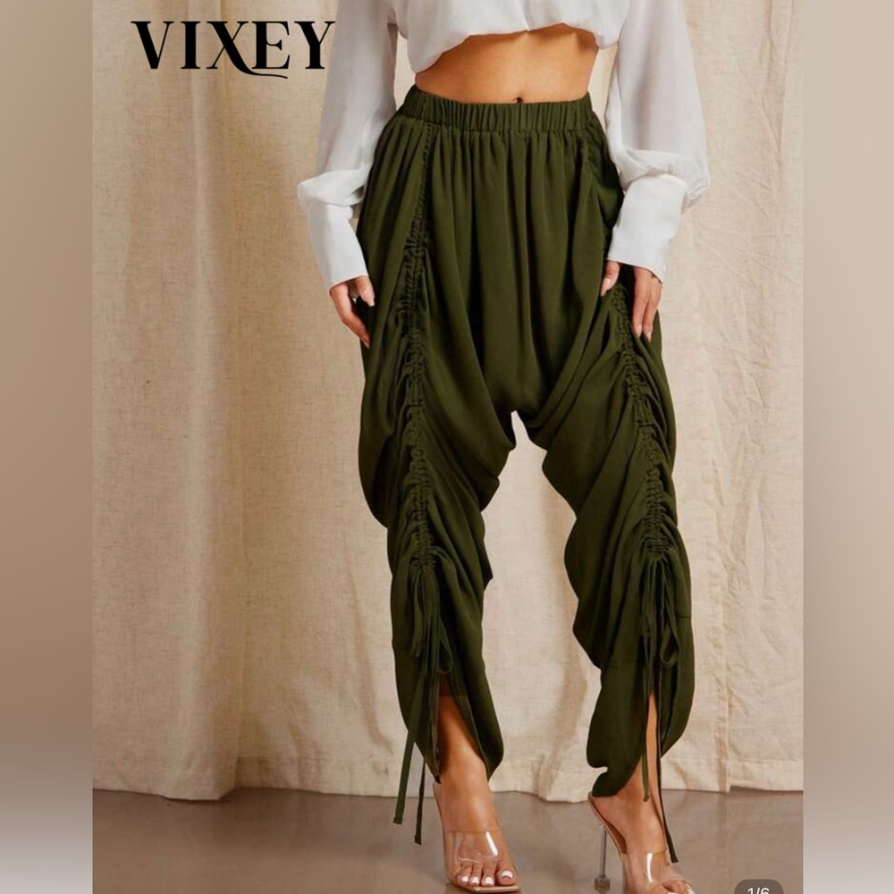 SHEIN Dark Green Women's Gathered Pants